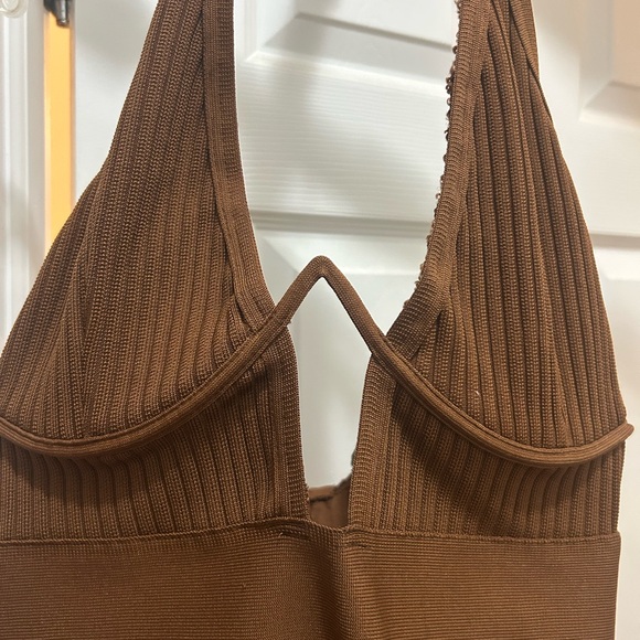 Brown Ribbed Bodysuit - Picture 5 of 5